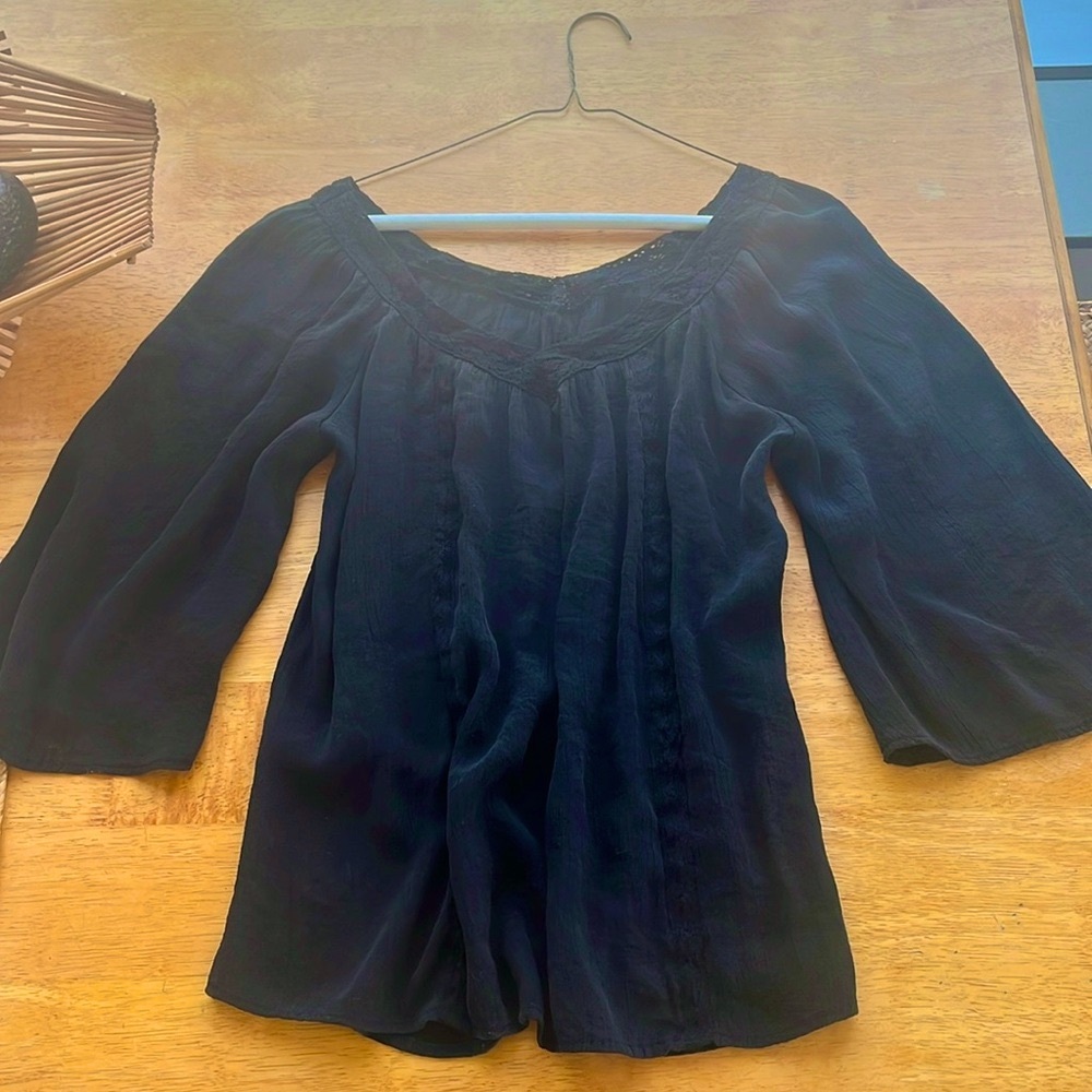 Black Linen Flare Shirt